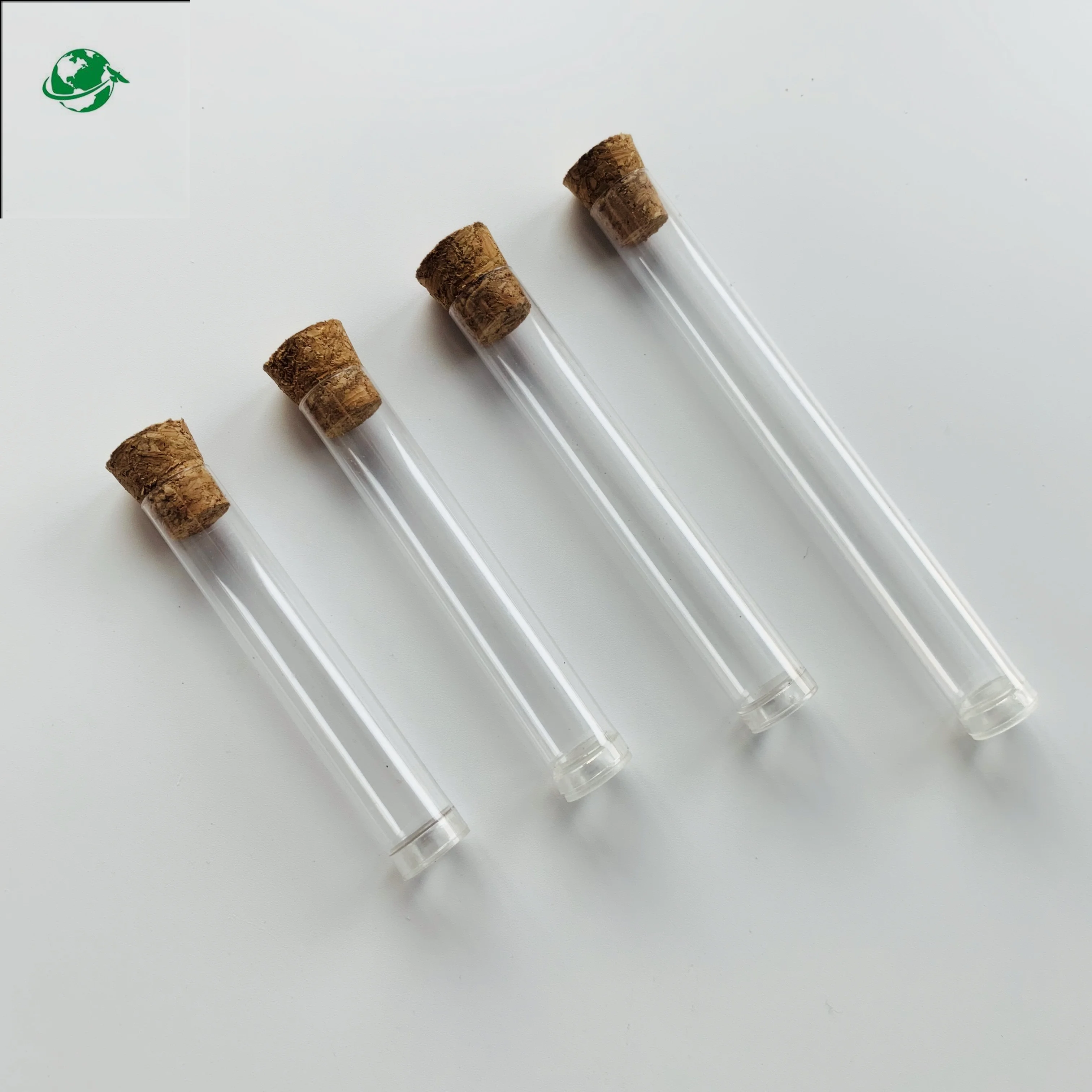 Custom 16 mm 18 mm plastic test tubes Testing cylinder shape with cork stopper for gifts packaging