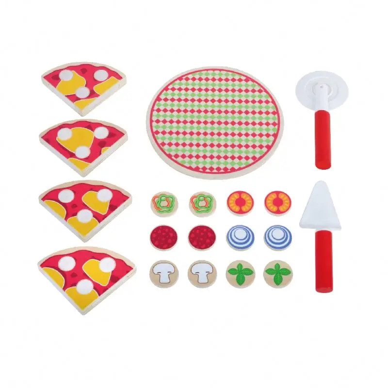 Educational Toys Food Games Pretend Play Wooden Kitchen Set Toy Pizza Parlor Pretend Play Set Pizza Kit Toy