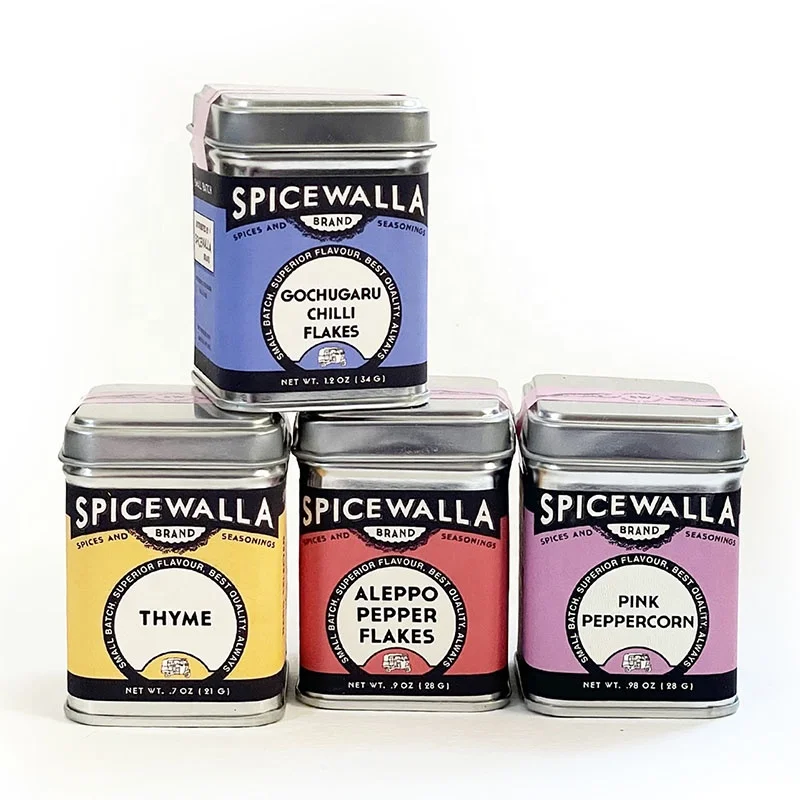 Small square pepper tin box storage spice tin can container