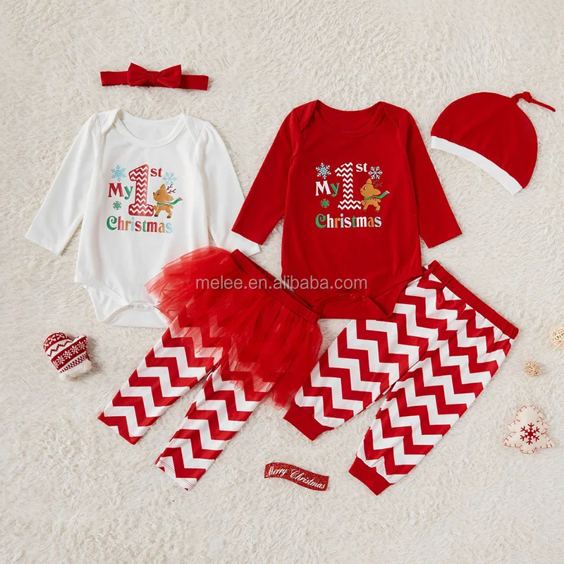 
Baby Girls Boys Matching Clothes Sister Brother Match Tops Santa Outfits Sets my first christmas romper tutu skirt santa hats 