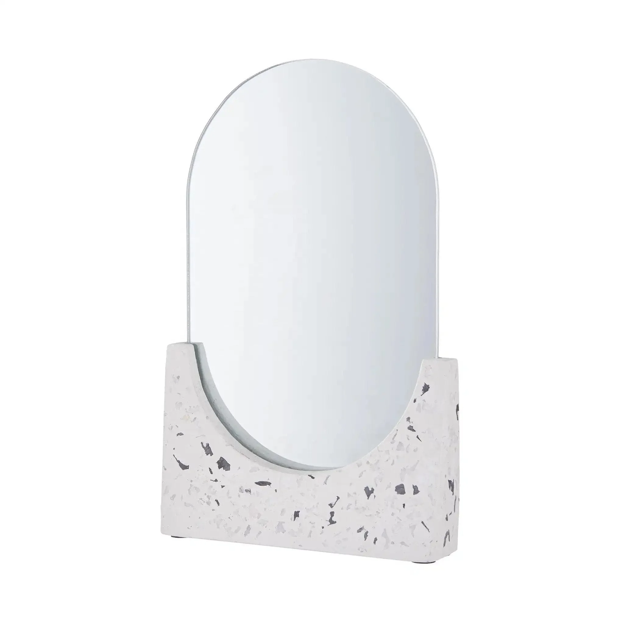 Jinghu Free Standing DIY Terrazzo Marble Cement Stone Tabletop Makeup Home Decorative Furniture Mirror