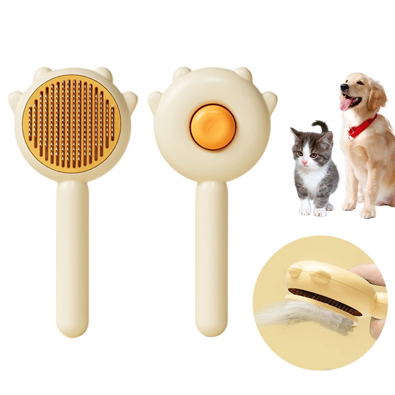 Factory Direct Sales New One-click Dog Hair Comb Non-slip Handle Cat Grooming Cleaning Hair Removal Pet Supplies
