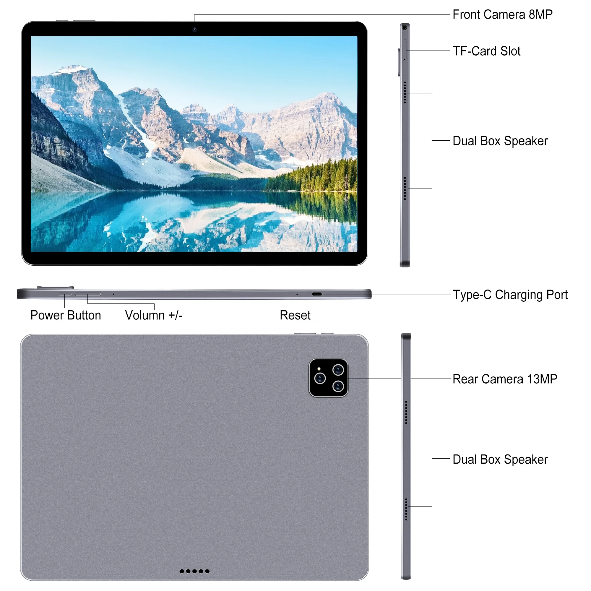 Veidoo 13 inch Android Tablet Octa-Core 8GB RAM 256GB Storage 2160 x 1440 2k Display 4g 5G Wi-Fi 10000 mAh Battery Tablet Pc