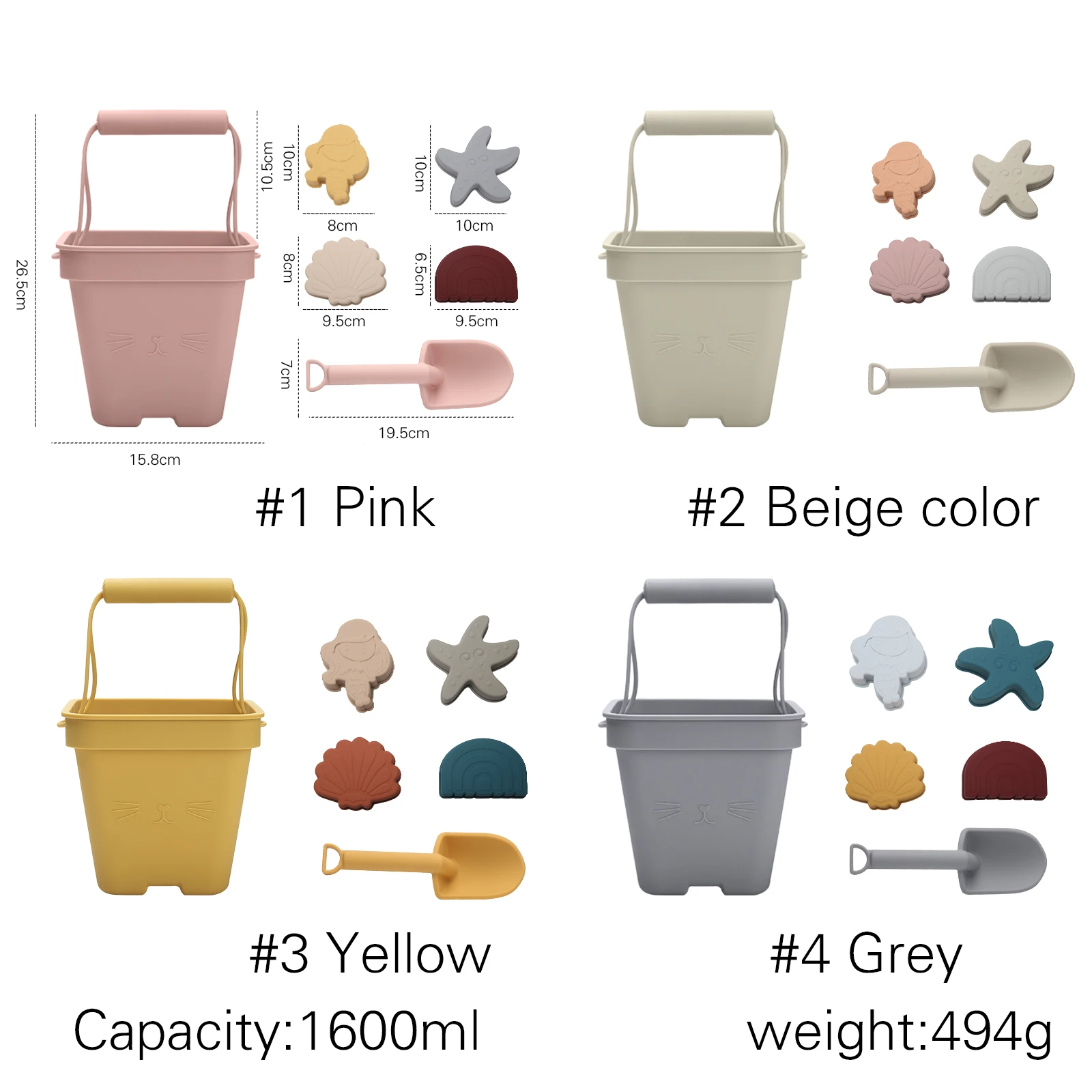 Beach Play Sets Stack Cup Silicone Baby Outdoor Bucket Toys Beach Sand Toy Bucket Set