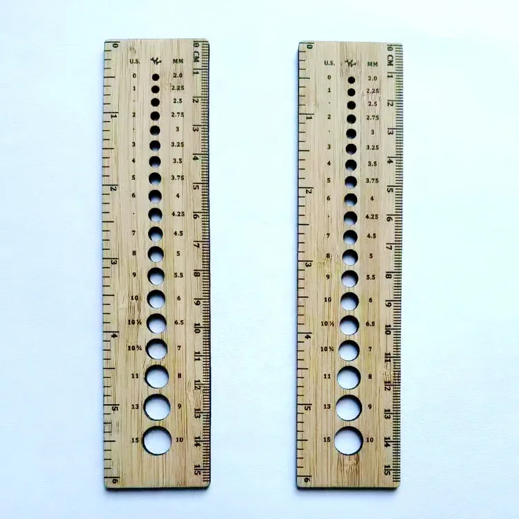 Hot Sale Bamboo Ruler Shape Knitting Measure Tools Knitting Needle Gauge  measuring needle sweater tool