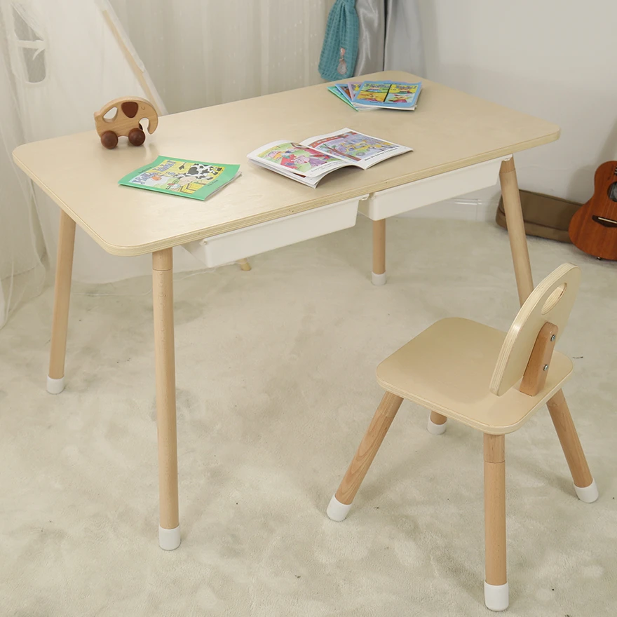 Ergonomic Kids Table Desk Adjustable High Children Study Table with Chair Set