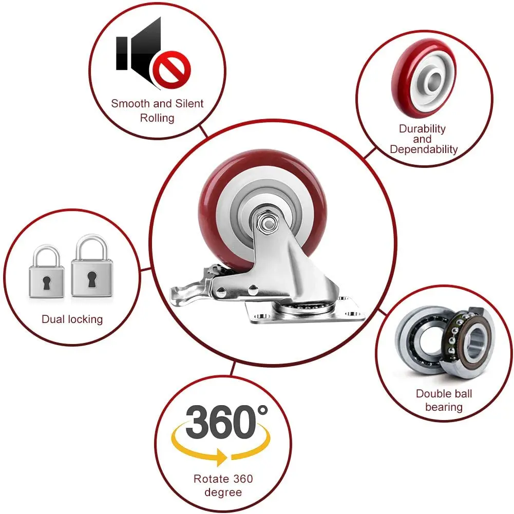 Hotsale cce caster 5-дюймовый поворотный фиксирующий твердый ролик для тележк