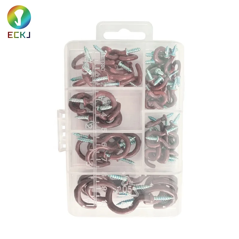 ECKJ 70 transparent box packaging six colors eighth coated cup hook