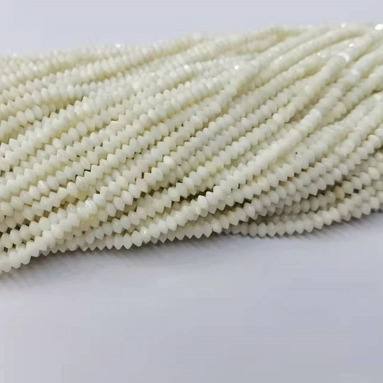 Wholesale Natural Smooth Gemstone White  South Sea Shell Pearl 3MM Disc Shape Loose  Beads For Jewelry Making