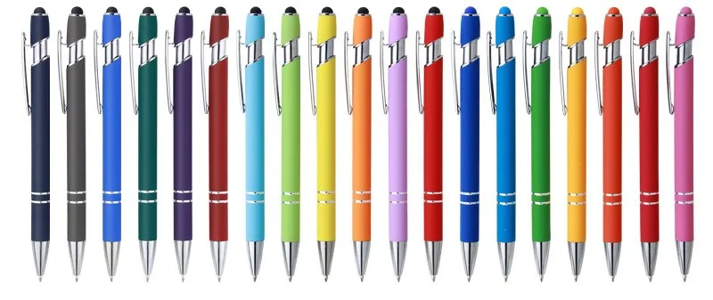 Plastic metal button press pen Aluminum rod touch ballpoint pen Mobile phone touch screen handwriting stylus