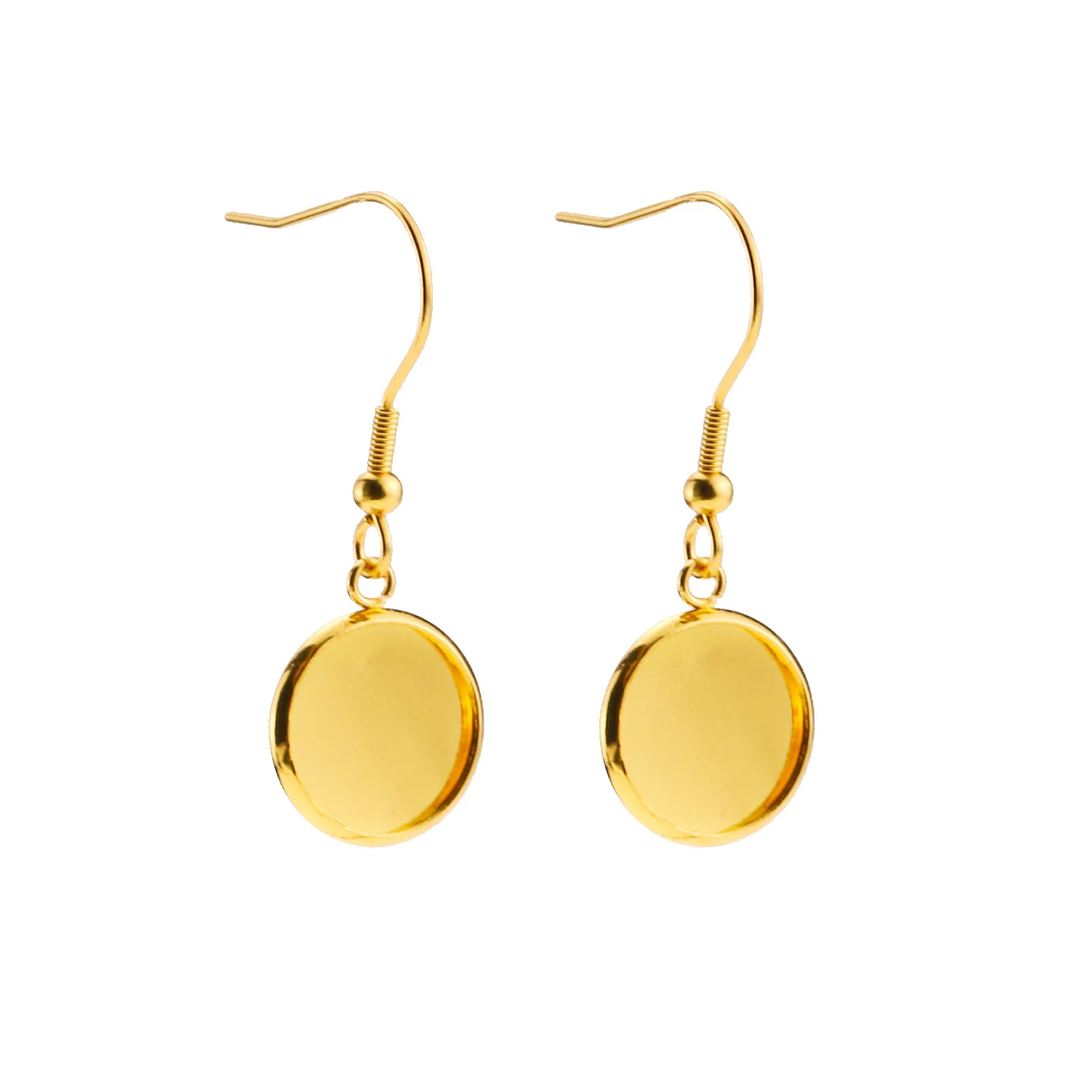 Stainless Steel Earring Base Pendant Earring Round Blank Bezel Pendant Tray Cabochon Settings Earring Hooks for Jewellery Making