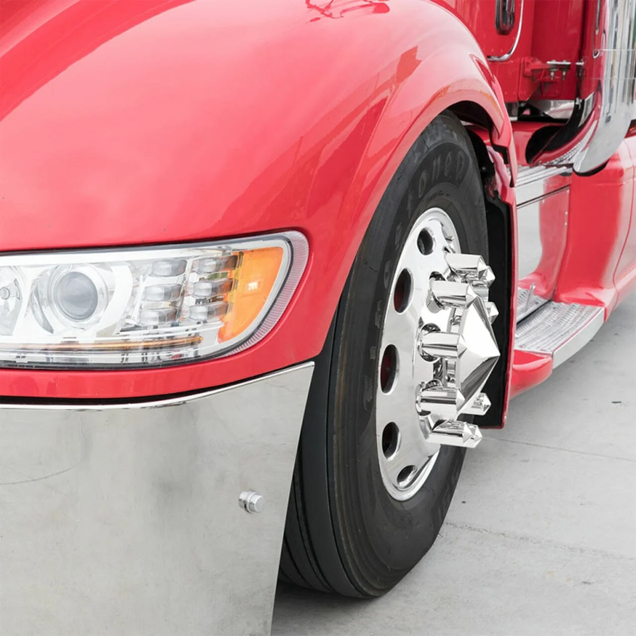 Ninetin Truxpro Chrome ABS 33mm Wheel Lug Nut Cover Pointed Push on Style with Flange 3-3/16\