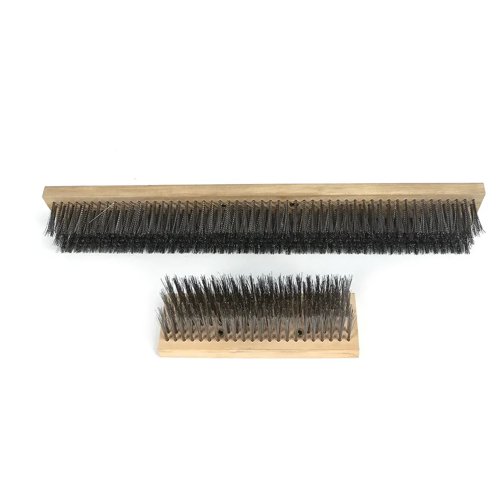 Floor Cleaning Brush with Stainless Steel Wire, Long Handle Outdoor Broom for Concrete, Moss, Stone Surfaces