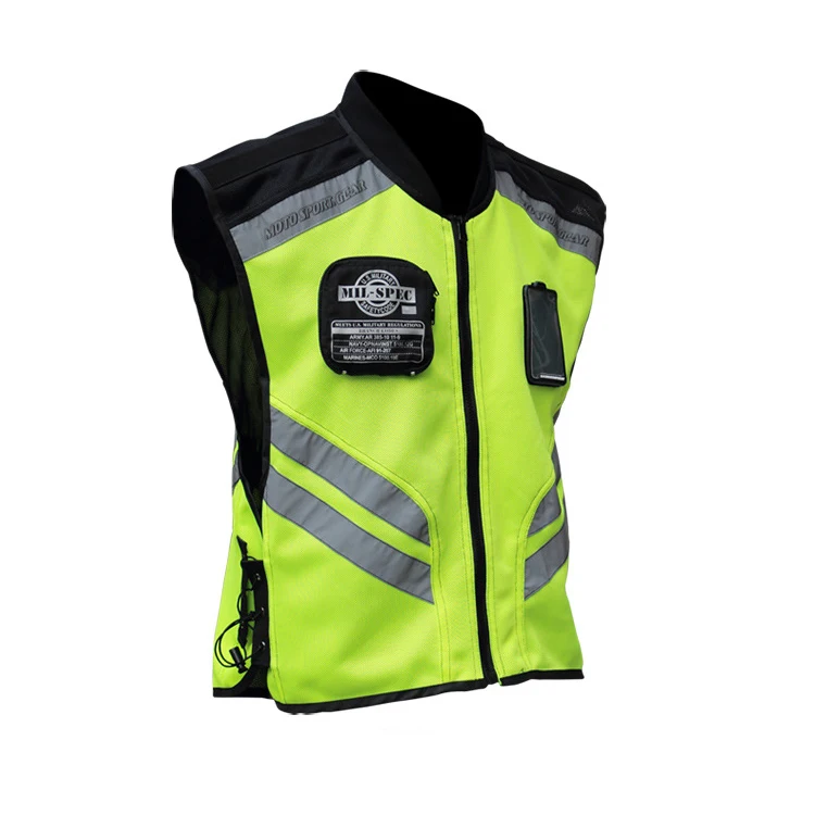 Custom Logo  Motorcycle Reflective Vest Motorbike Cycling  wear Warning High Visibility Vest for personal protection with zipper