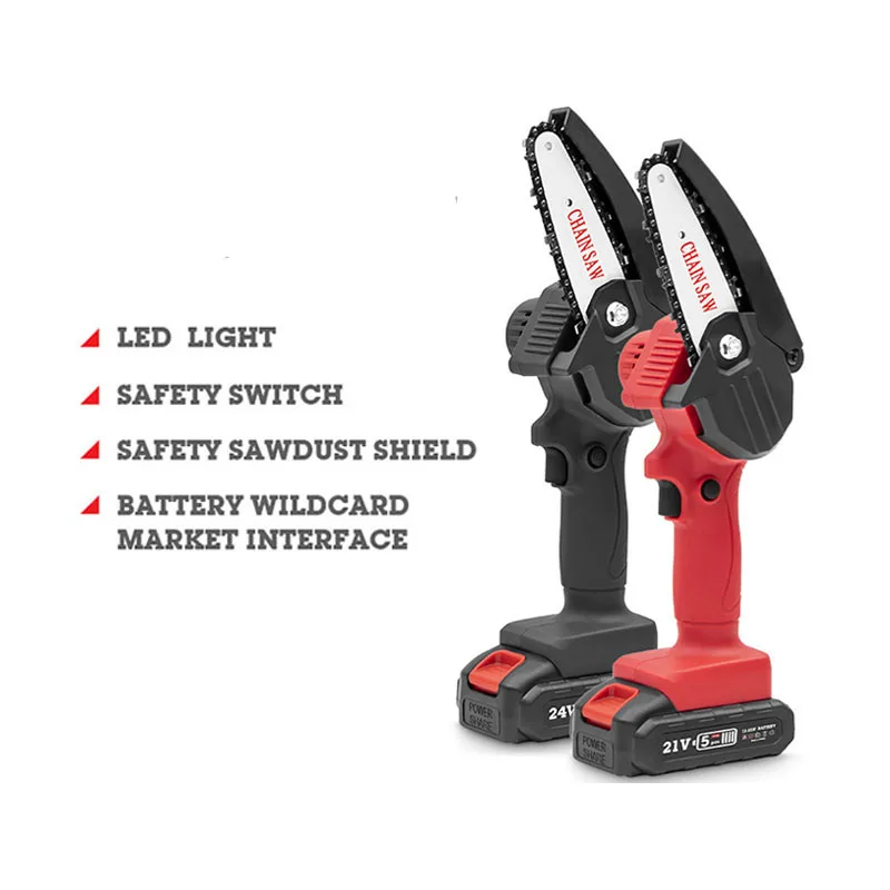 4 Inch 21V Cordless Rechargeable Chain Saw Battery Powered Electric for Tree Branch Wood Cutting