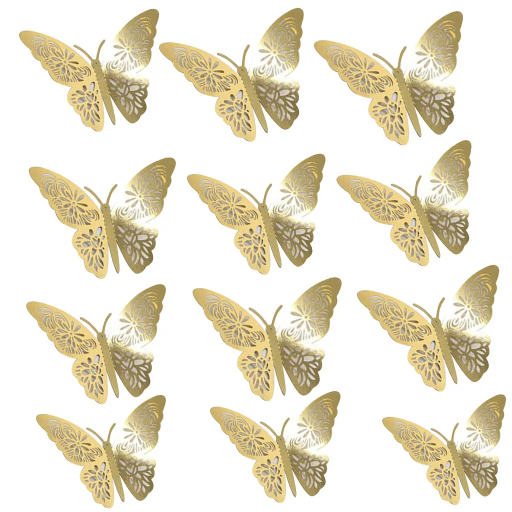 Details about  / 3D Luxus 24K Gold Schmetterlings Wand Aufkleber Metallhöhle Schmetterling Heiß！！