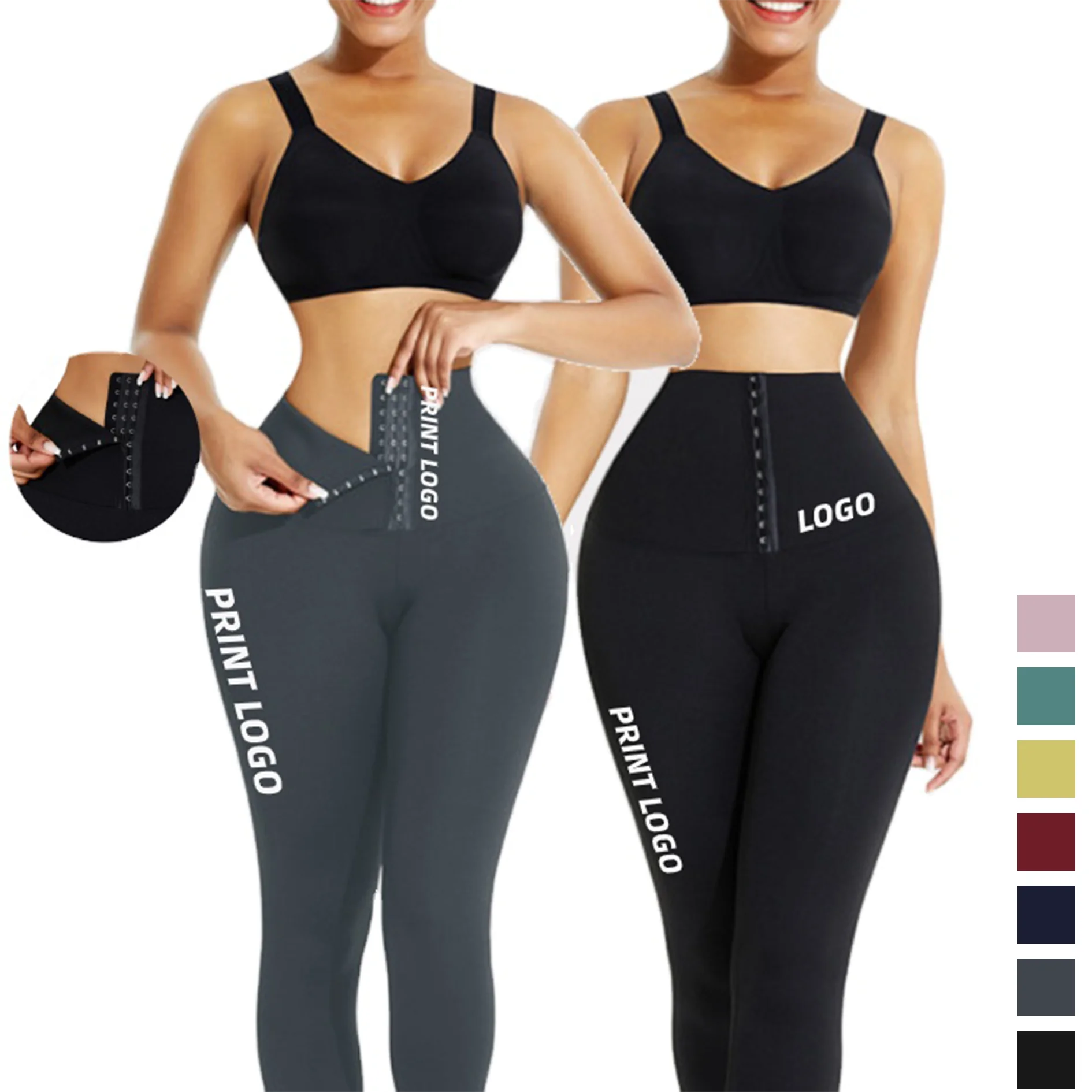 2023 Gym Sports Slimming Body Shaper Waist Trainer Leggings Woman Customize High Waist Butt Lift Yoga Pants  Ladies