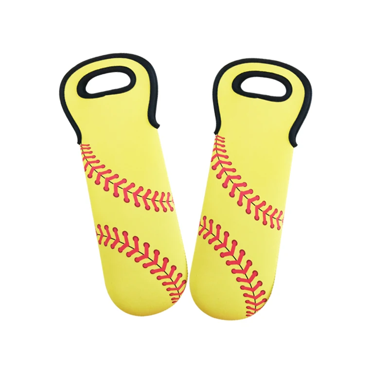 Baseball Style Wholesale Custom Pattern logo Neoprene 750ml Wine Bottle Holder for Party