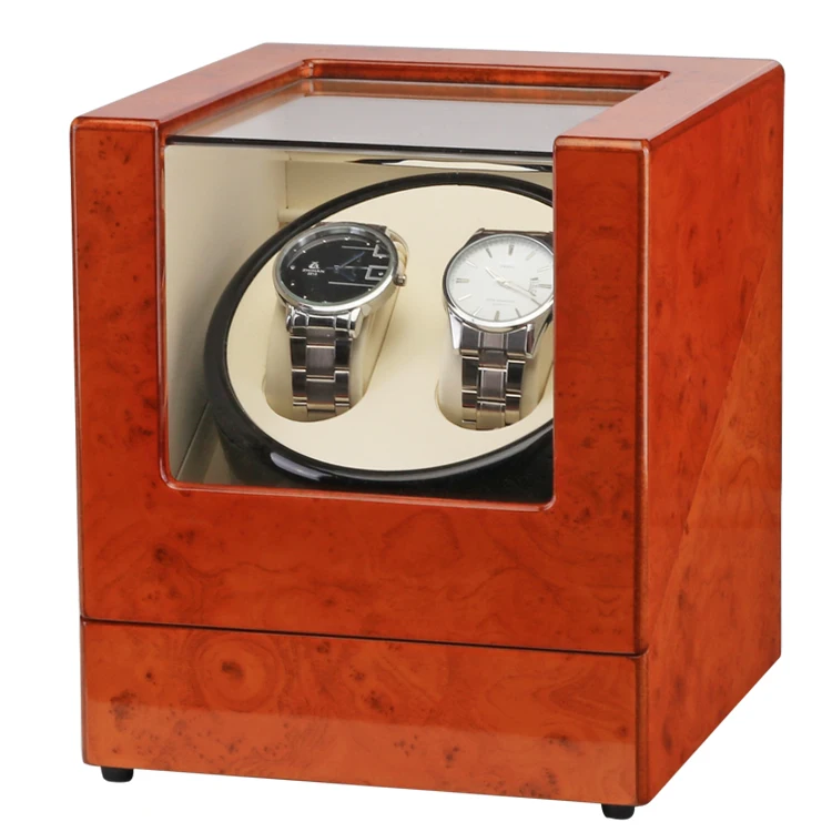 Luxury highlights Lacquer painted Wooden Watch Winder Box For 2 Watches With  Motor shaker