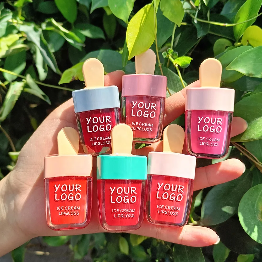 Vegan Kids Cute Lip Gloss Lasting Waterproof Ice Cream Lipgloss Glossy Lip Tint