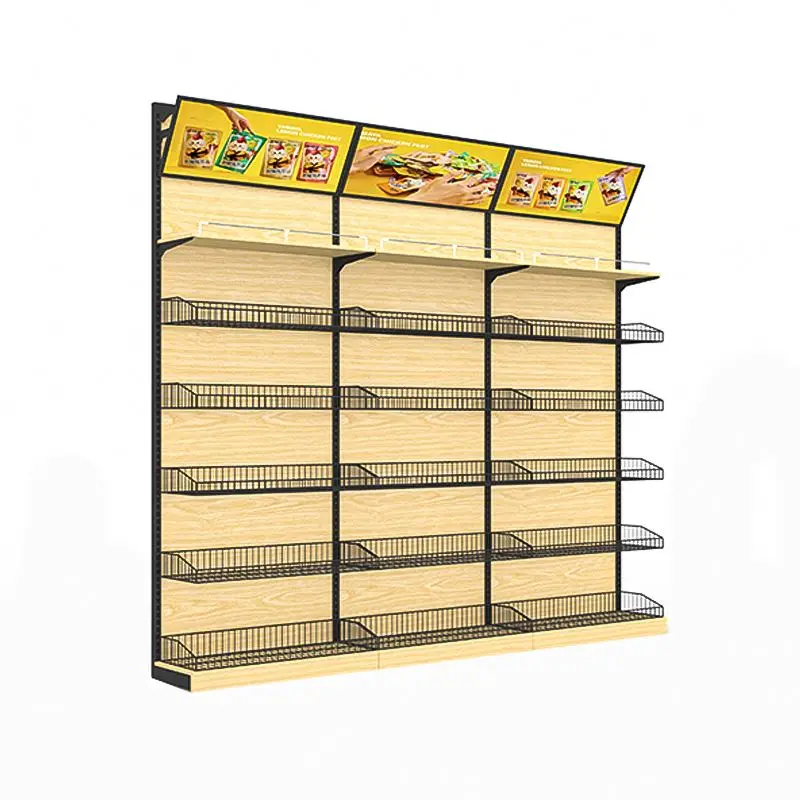 wire mesh Back Panel Retail Store Rack Gondola Shelving Supermarket Shelf Etagere-commercial Grocery Store Shelving