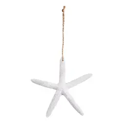 OurWarm Custom 10pcs White Plastic Artificial Resin Finger Starfish With Hemp Rope For Christmas Wedding Decor