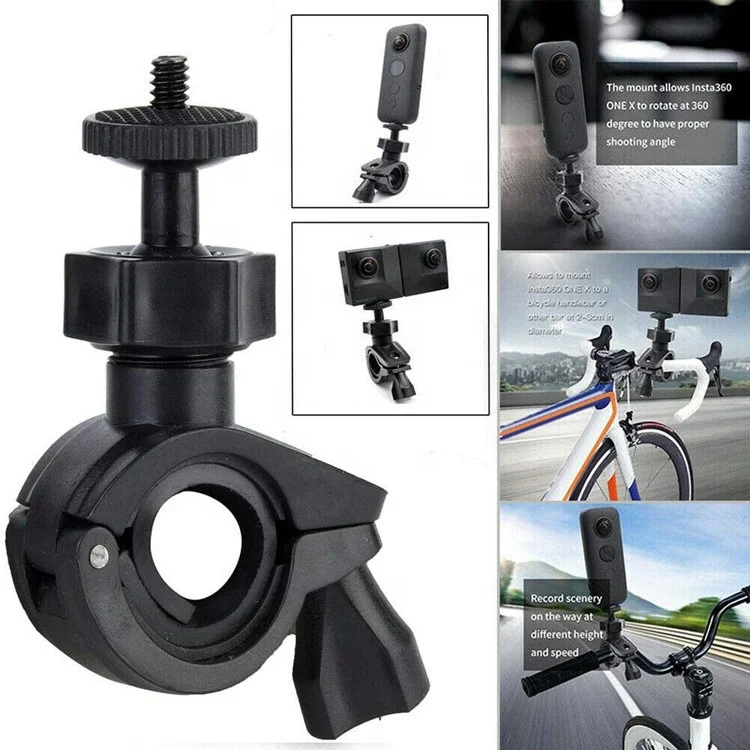 Aipaxal 360 Degree Rotatable Adjustable Motorcycle Bike Handlebar Clamp Camera Mount with 1/4 Screw for Gopro