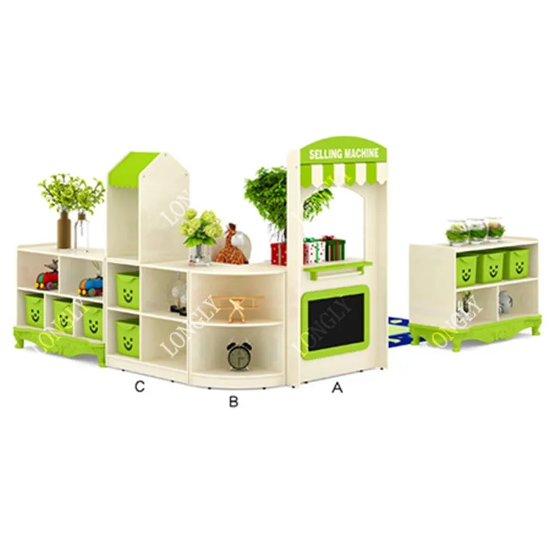 Wooden children nursery furniture toys shelf storage for kids