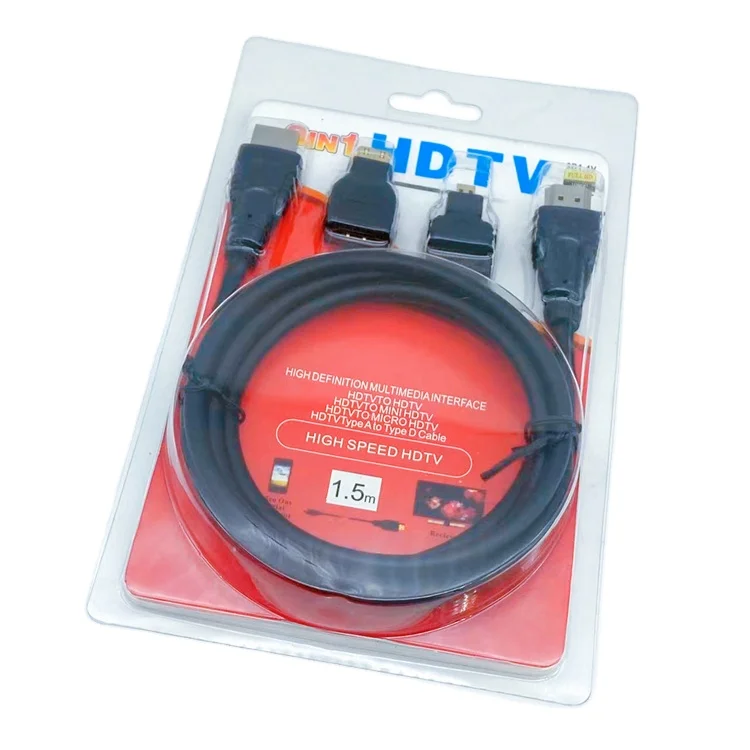 JEVIT HDTV cable 3 in 1 with mini hdtv and micro hdtv converters Male to Male cable 1.5m for video camera tablet PC to TV
