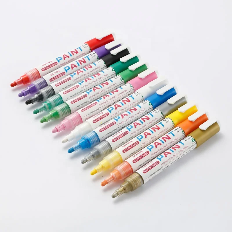 Factory supplier 12 colors 6mm nib custom water based paint marker munhwa pen set