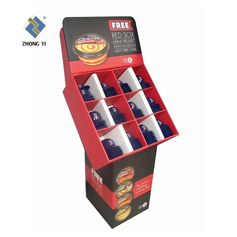 3 Layer Tier Shop POP Paper Corrugated Cardboard Display Stand for Golf Football Game Sport Product Mask Advertising