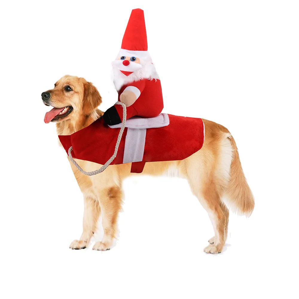 Funny Christmas Dog Costume Pet Rider Clothes for Pet Dpg Cat Cute Dog Apparel for Holiday