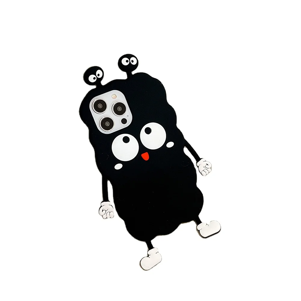 3d cute cartoon coal ball doll designs pattern mobile phone silicone case cover for iPhone 14 13 12 Pro Max silicon case cover