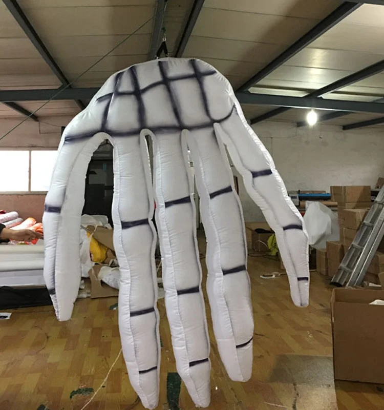 White inflatable skull hand decoration, inflatable white hand for indoor hanging on Halloween