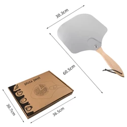 Aluminum Pizza Peel Metal - 12 x 14 inch Pizza Spatula for Oven with Foldable Wood Handle