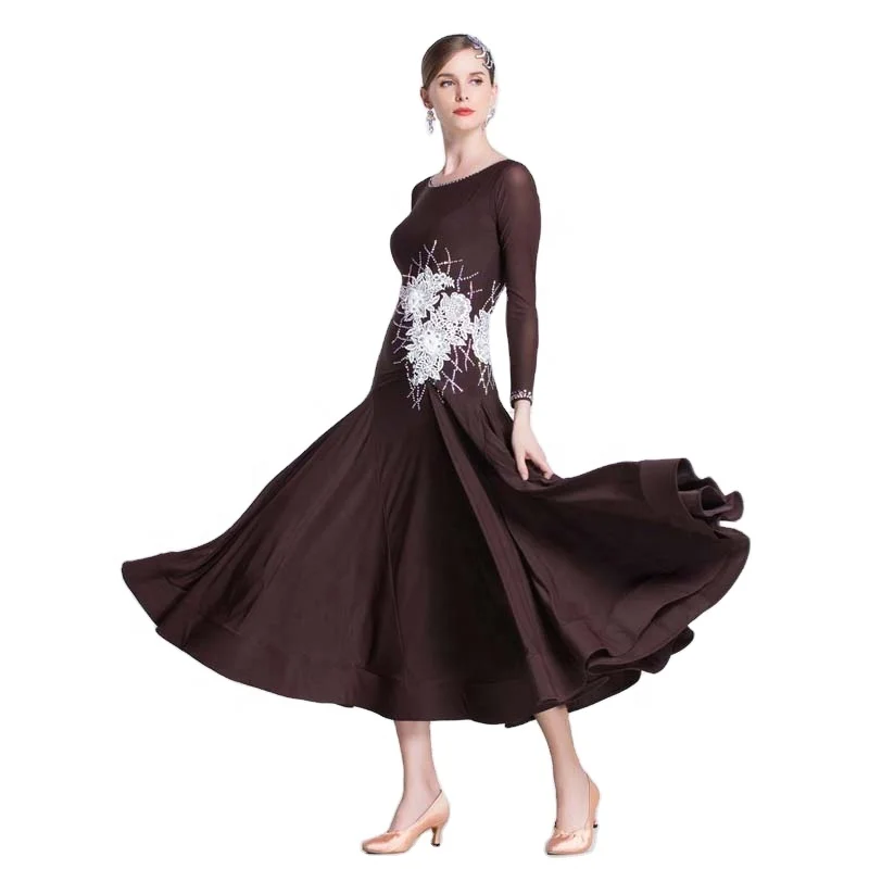 M-1895 Women ballroom dance dress adult modern dance practice costumes Tango Rumba dance suit ice silk skirt