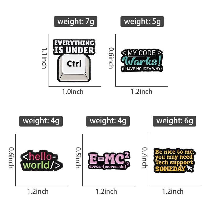 Computer Program Code Enamel Pins Custom Hello World Brooches Lapel Badges Funny Jewelry Gift for Kids Friends
