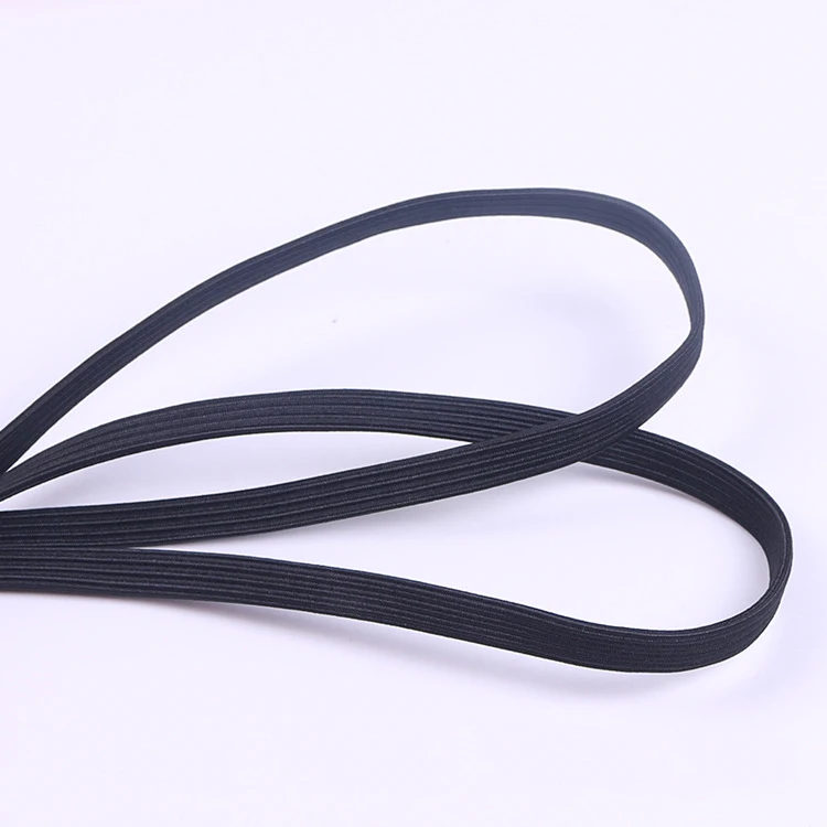 Flat Black And White Knitted Rubber Braided Binding Elastic Band