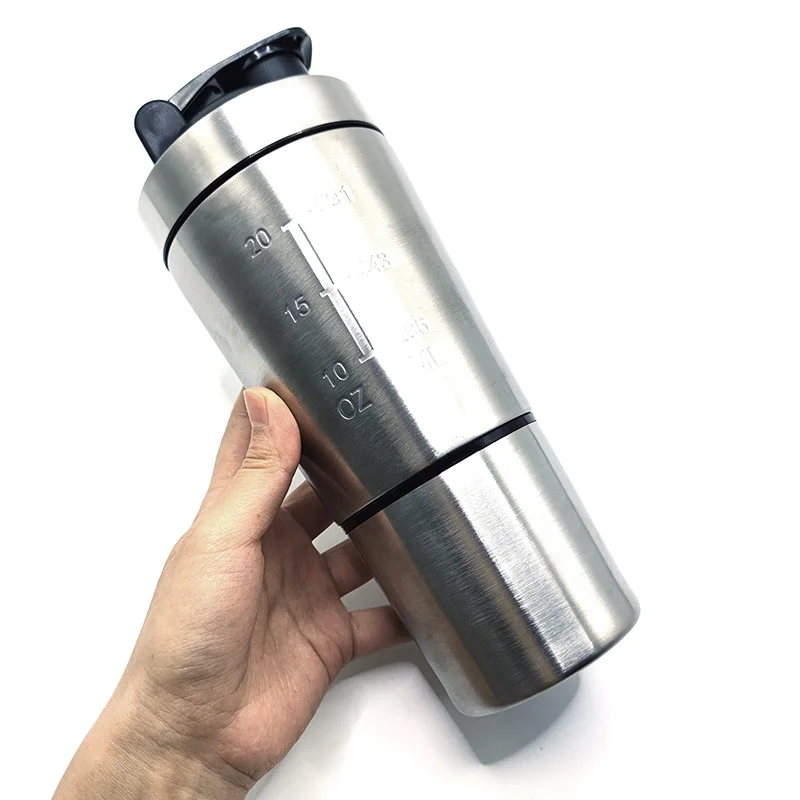 BPA Free High Quality 600ml Stainless Steel Protein Water Bottle Sports Screw Lid Protein Shaker Cup Bottle With Custom Logo
