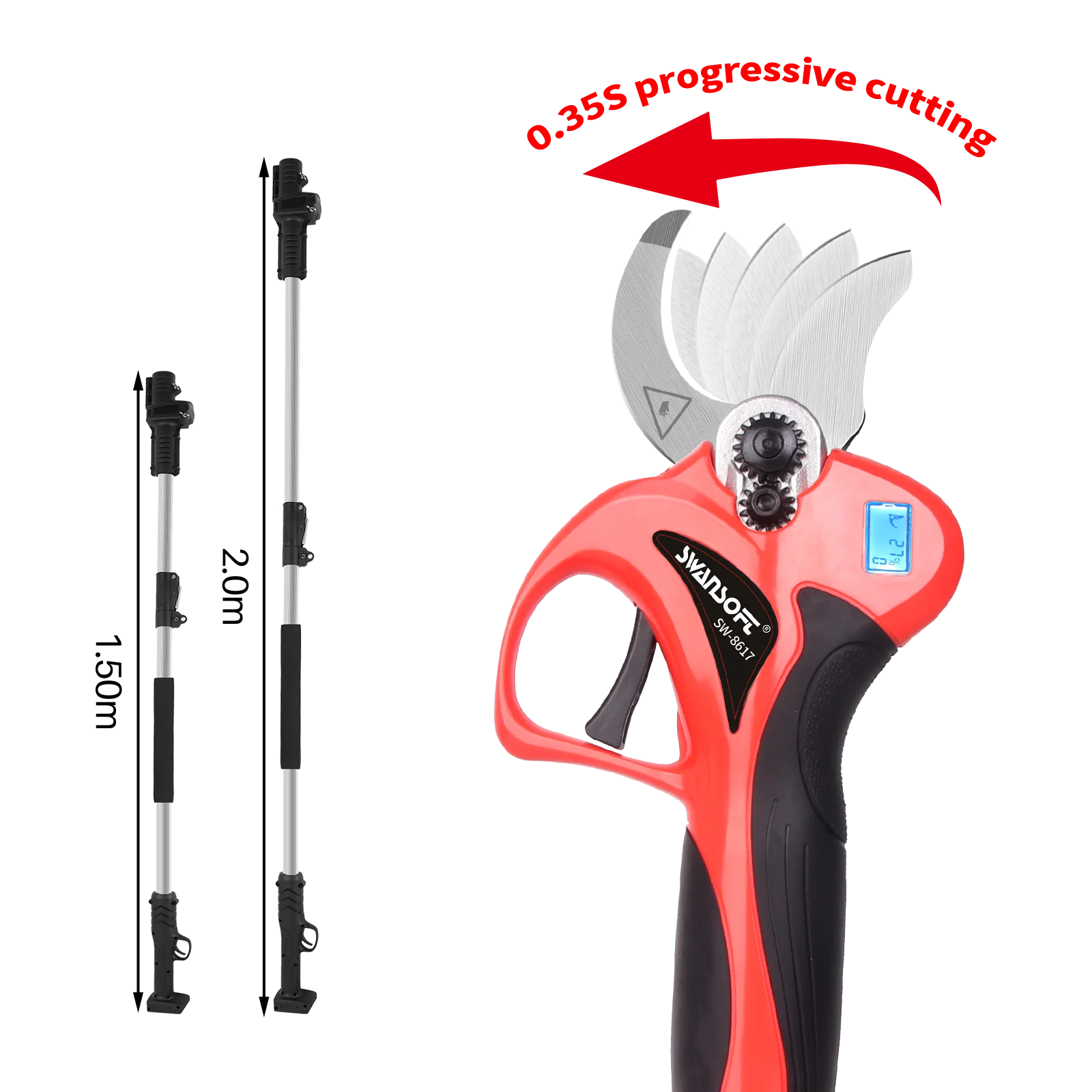 Cordless lithium electric branch scissors for household garden pruning cutter 0-40mm powered trees electric pruning shears