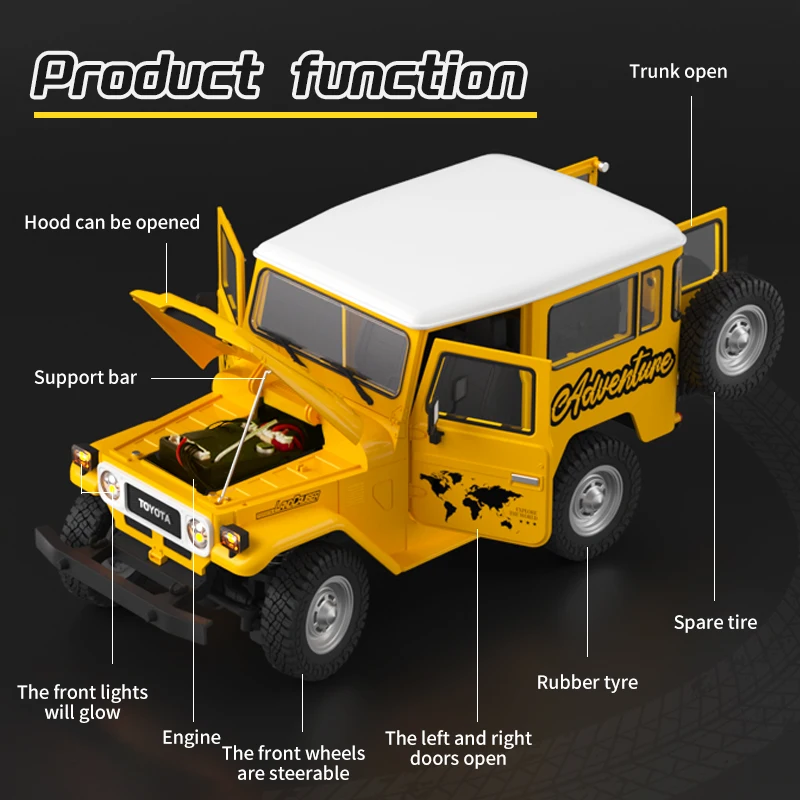 Hengguan HG4-50 2.4Ghz Remote Control Cars 1:16 Electric Light Sound Effect FJ40 RC Off-road Vehicle Simulation Model Car