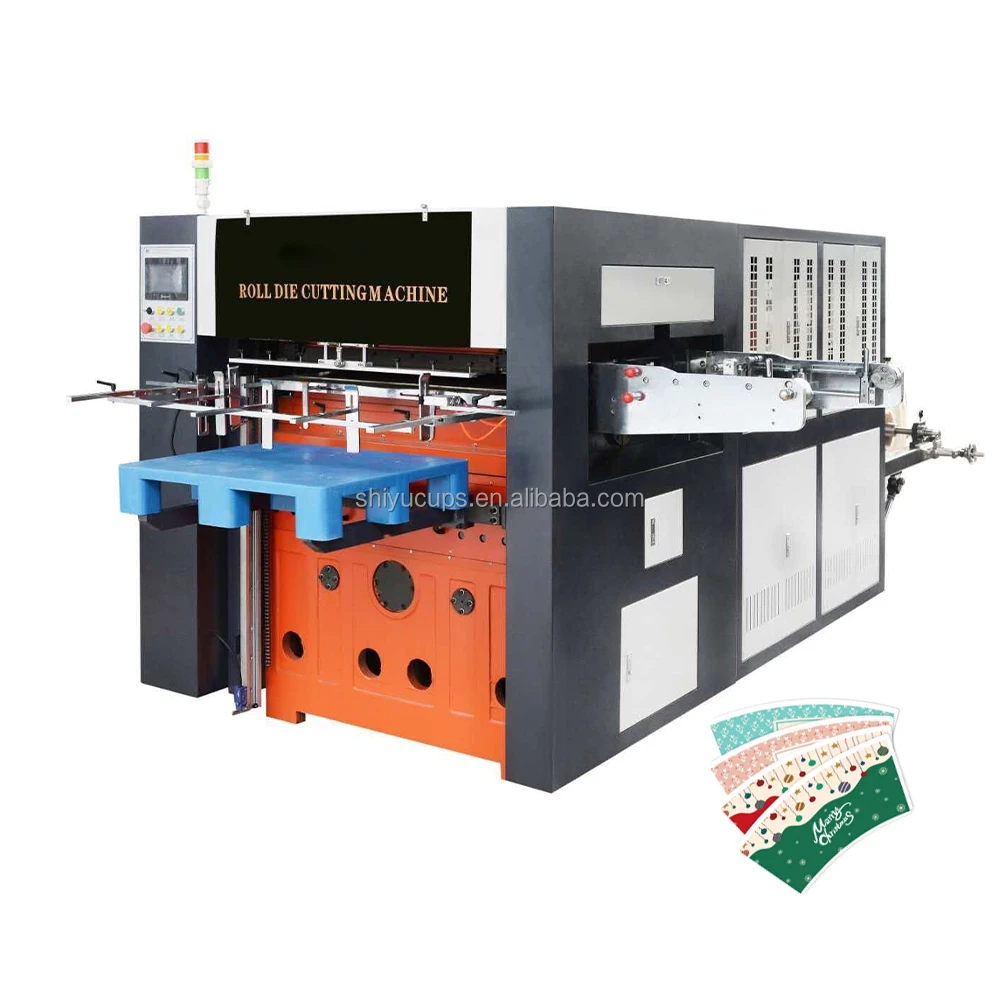 Automatic online Paper Roll to Die punching Flat bed machine for paper cup blank cutting machine cost at high efficiency