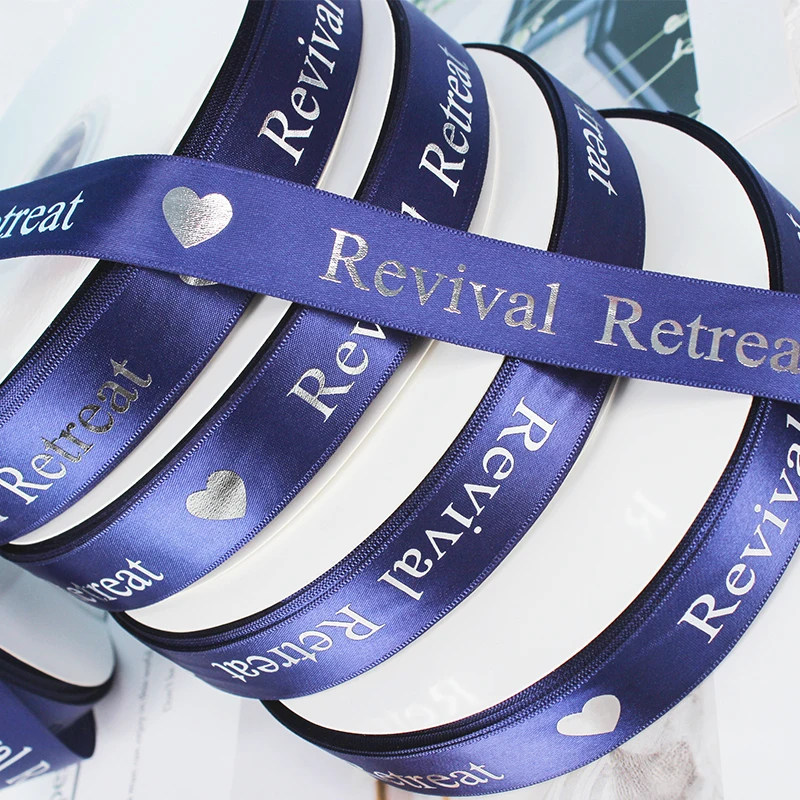 Factory wholesale ribbon logo ribbon silk satin printed custom ribbon roll