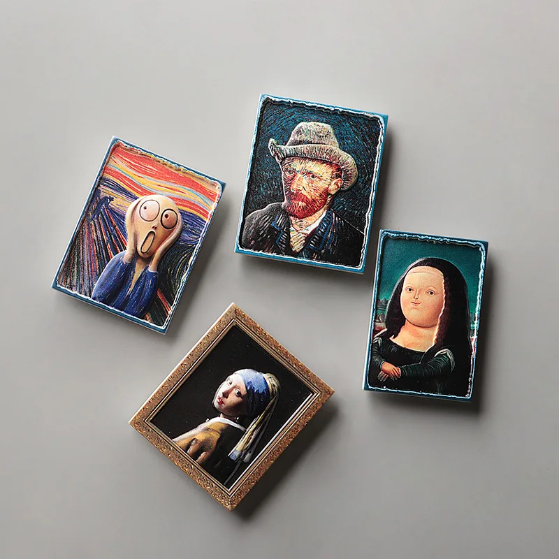 High Quality Customised Refrigerator Magnetic Sticker Home Decoration UV Printing World Famous Painting Custom 3D Fridge Magnets