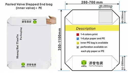 empty tile adhesive bags 20 kg 20kg Cement Putty Powder Glue Tile Adhesive Packing Kraft Paper Bag With Pasted Valve