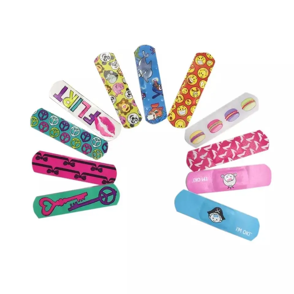 Custom pattern cute cartoon dressing bandage waterproof band-aid adhesive wound plaster for kids