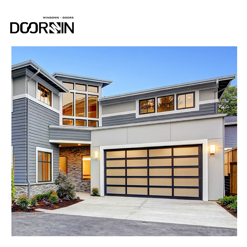 Doorwin Automatic Intelligent Operation Security Rolling Doors Full View Tempered Glass Aluminum Garage Doors