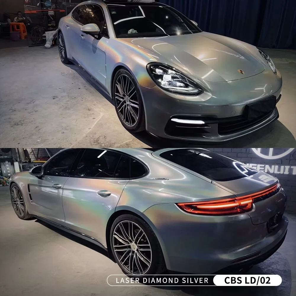 Carbins Car Films Factory Laser Diamond Silver Car Stickers Wrap Paper Auto Body Film Vehicle Vinyl Wrap With Air Bubble Free