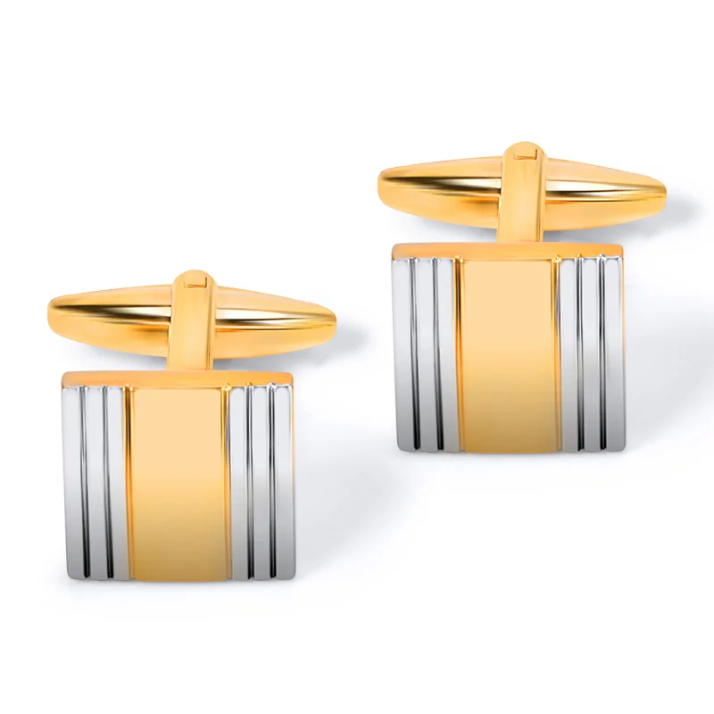 
Fashionable French Bouton Cuff Links Square Quality Wedding Gold Color Cufflinks 