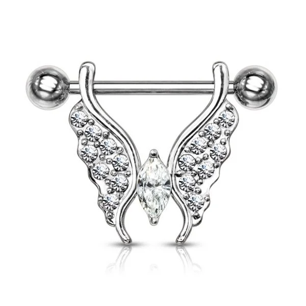 Wholesale 316L Stainless Steel Nipple Jewelry butterfly and marquise crystal Nipple Ring for Women